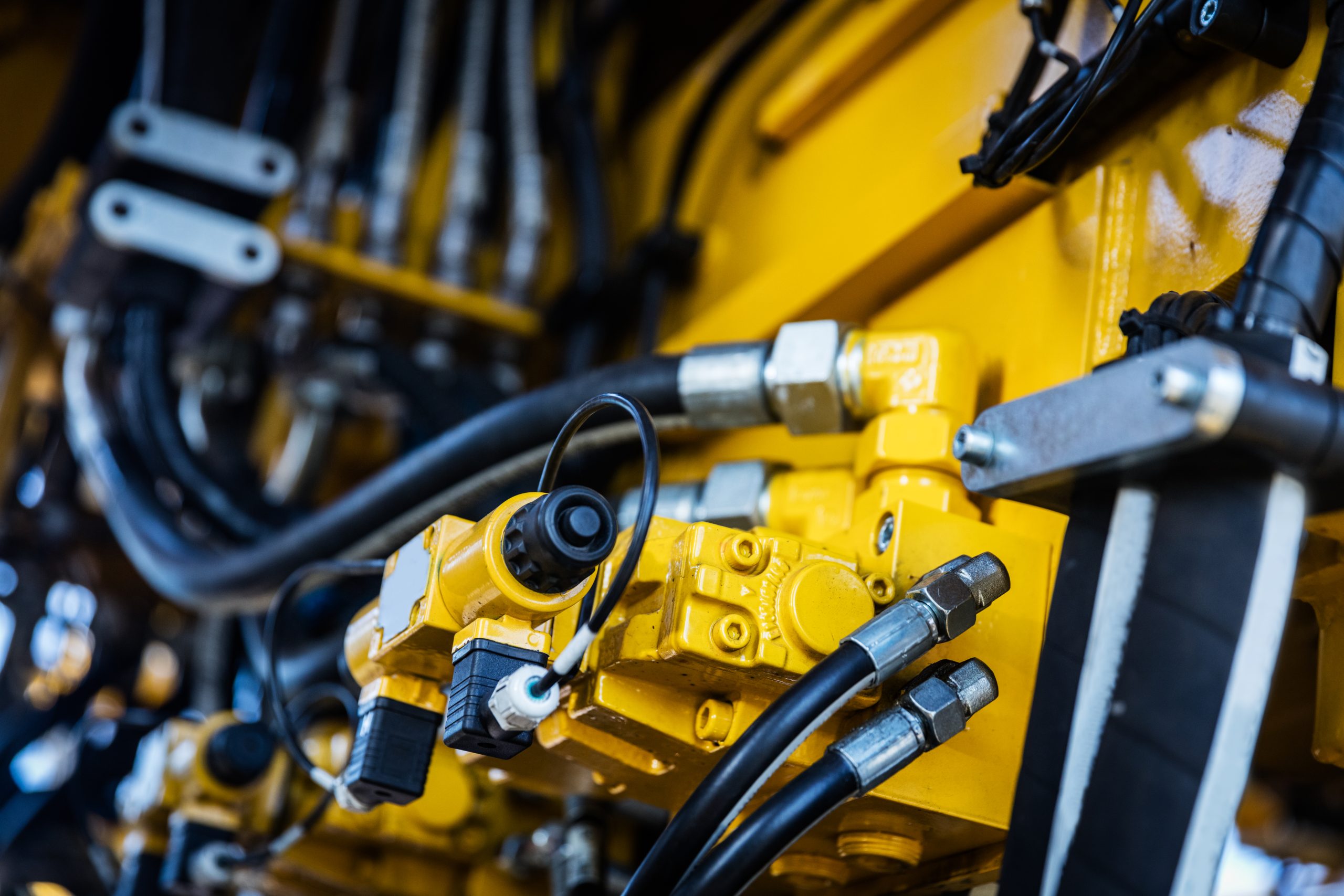 Industrial machine close-up. Modern technology, railway industry.